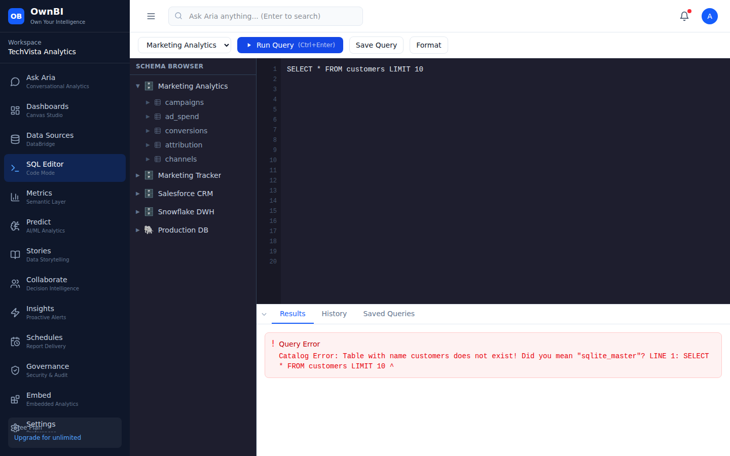 Query results rendered in a table after clicking Run Query.